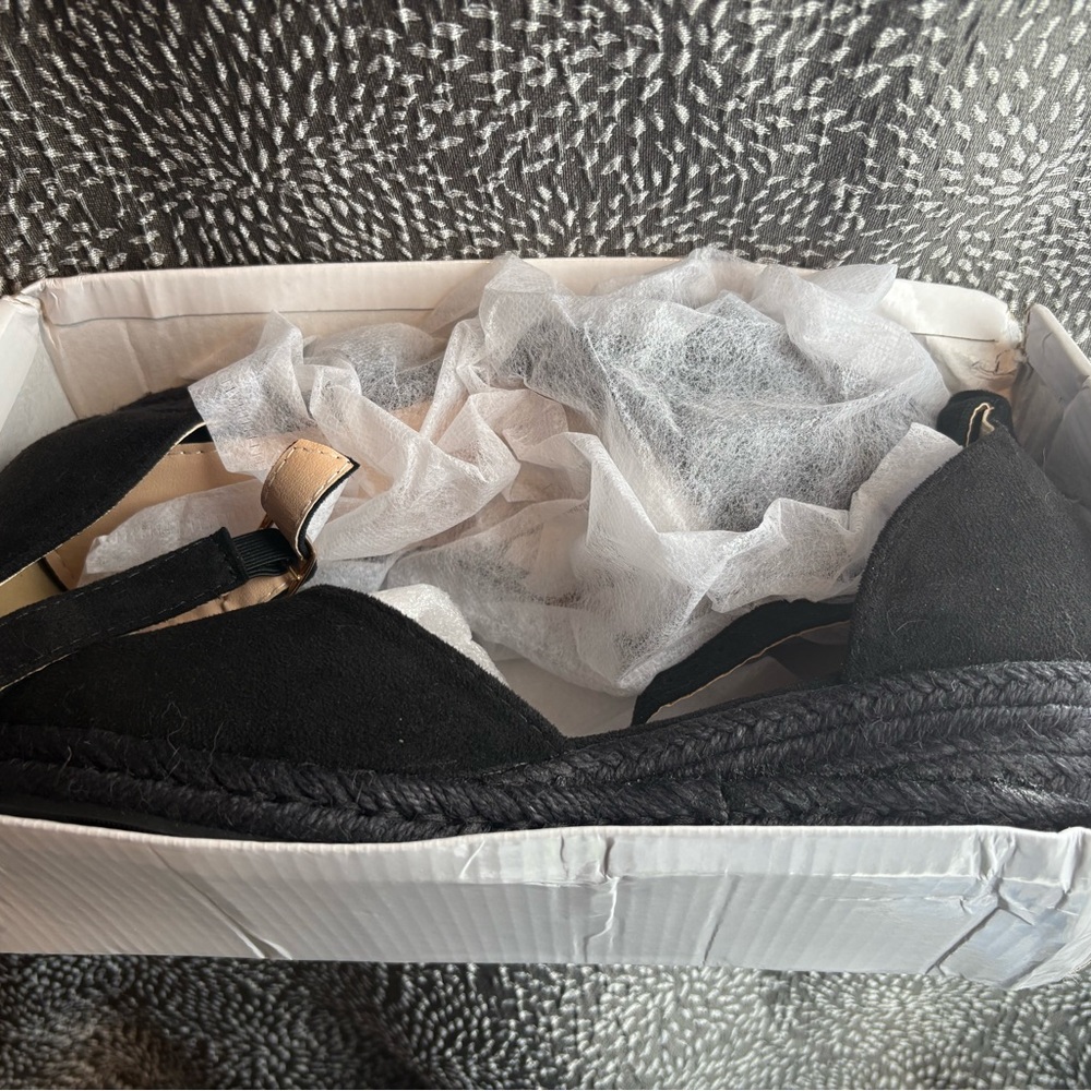 Black Espadrille Wedge Sandals